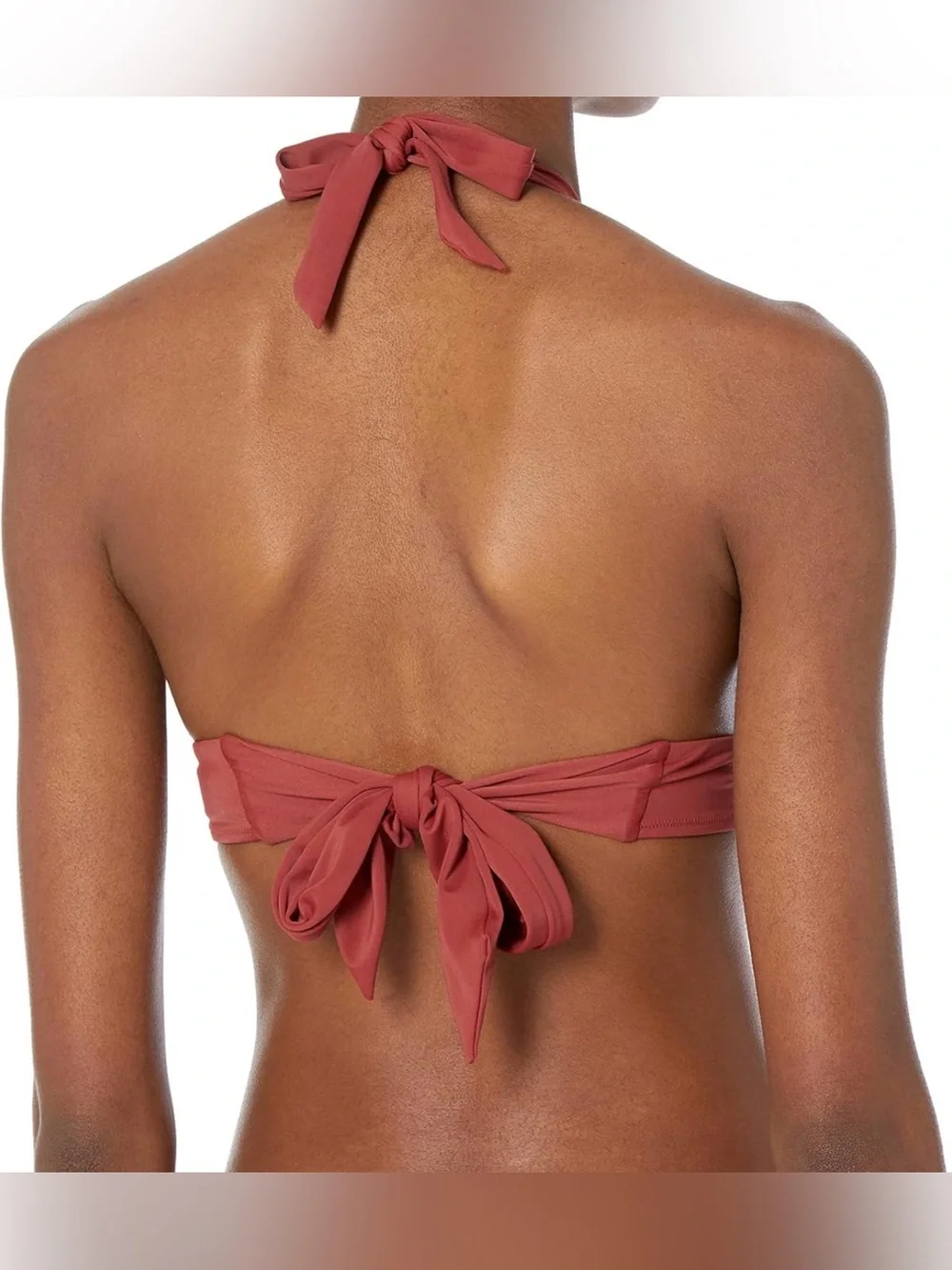 Amazon Essentials Bikini Top Light Supported Padded Halter Brick Red XL NWT